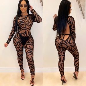 Nikki Baby Patterned Mesh Jumpsuit